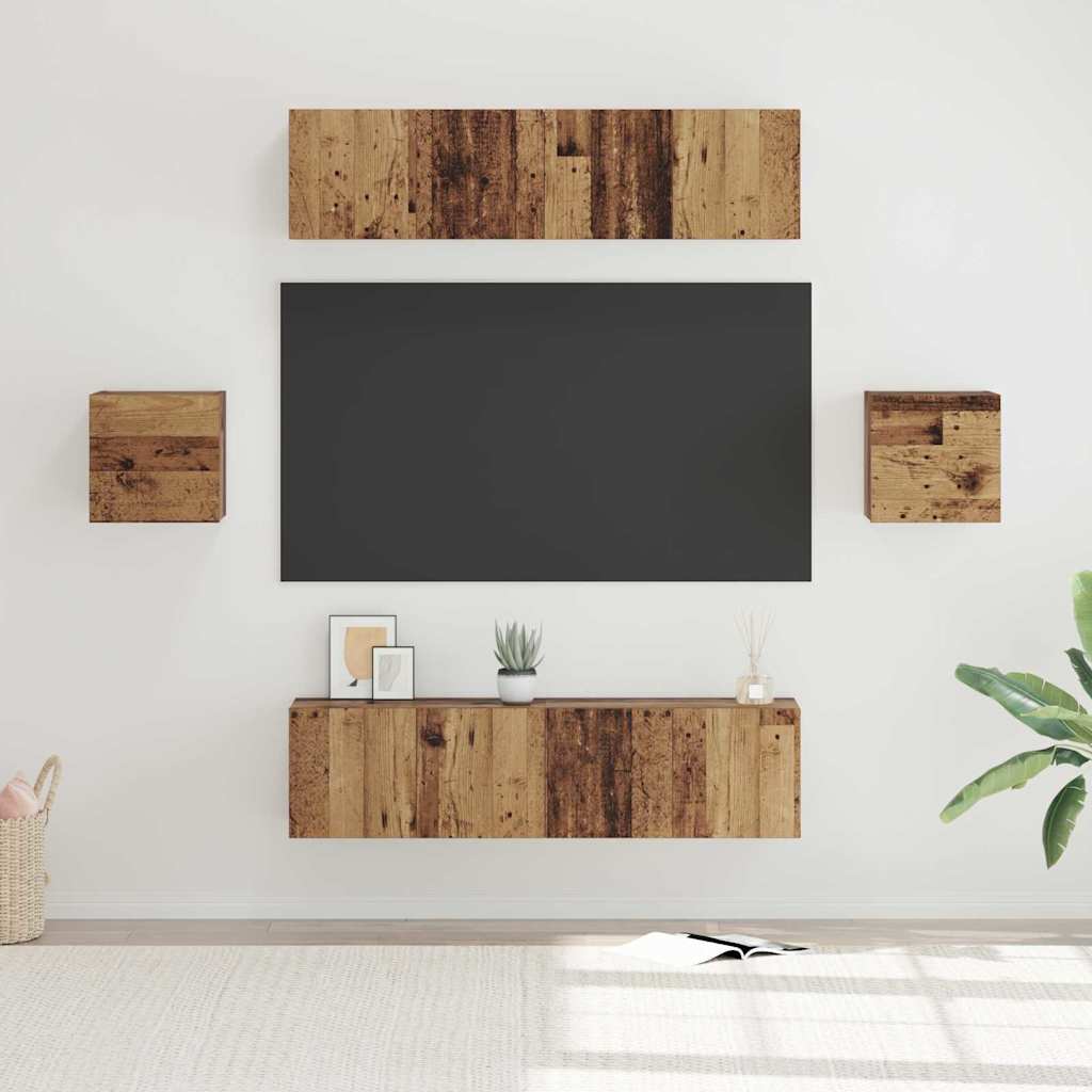 Conjunto de mueble de TV 6 pcs Madera envejecida