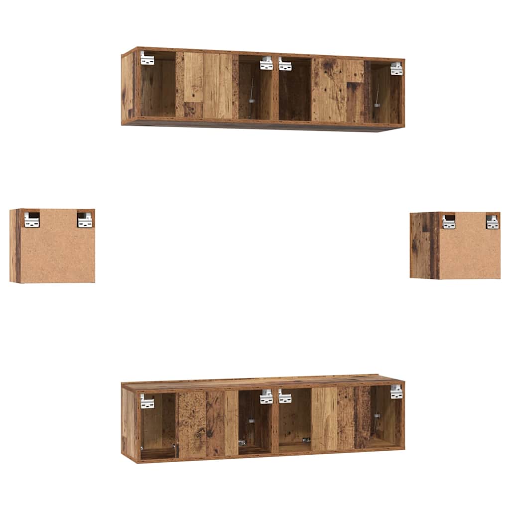 Conjunto de mueble de TV 6 pcs Madera envejecida