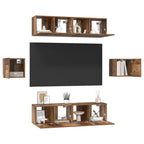 Conjunto de mueble de TV 6 pcs Madera envejecida