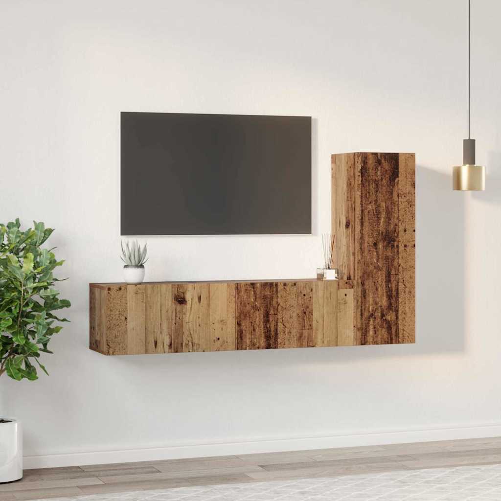 Conjunto de mueble de TV 3 pcs Madera envejecida