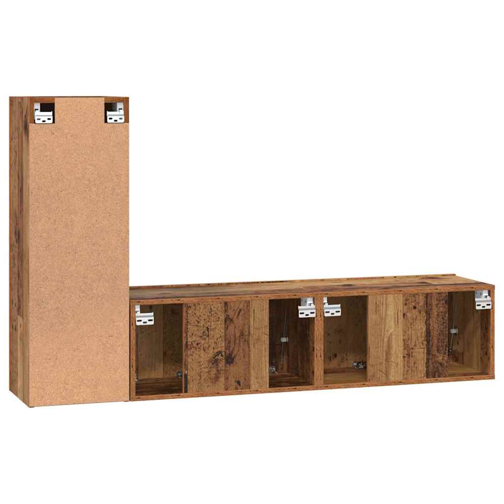 Conjunto de mueble de TV 3 pcs Madera envejecida