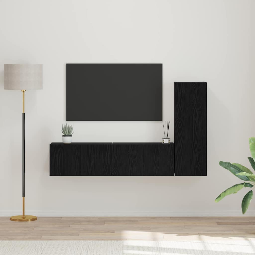 Conjunto de mueble de TV 3 pcs Madera envejecida