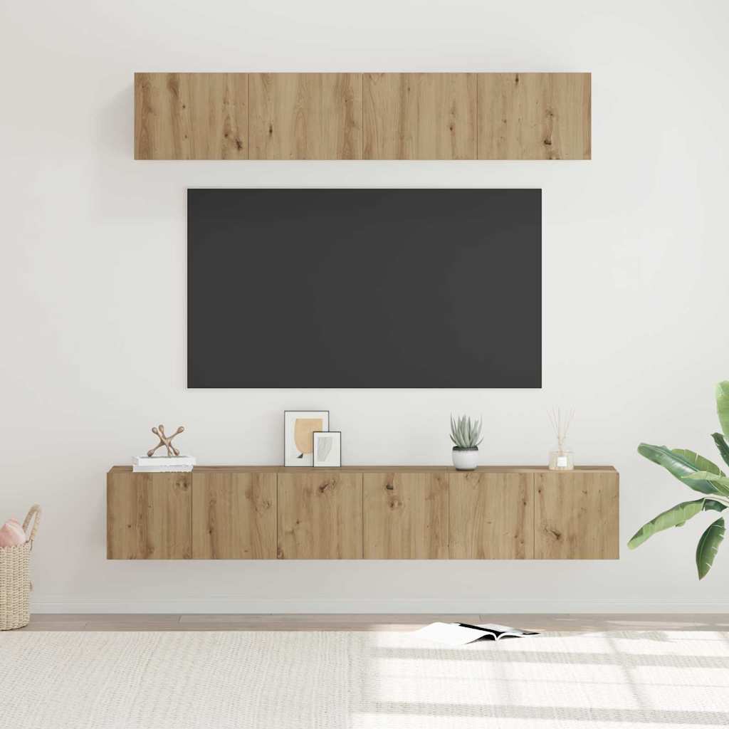 Conjunto de mueble de TV 5 pcs Roble artesanal