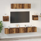 Conjunto de mueble de TV 7 pcs Madera envejecida
