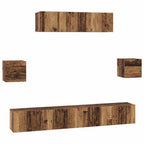 Conjunto de mueble de TV 7 pcs Madera envejecida