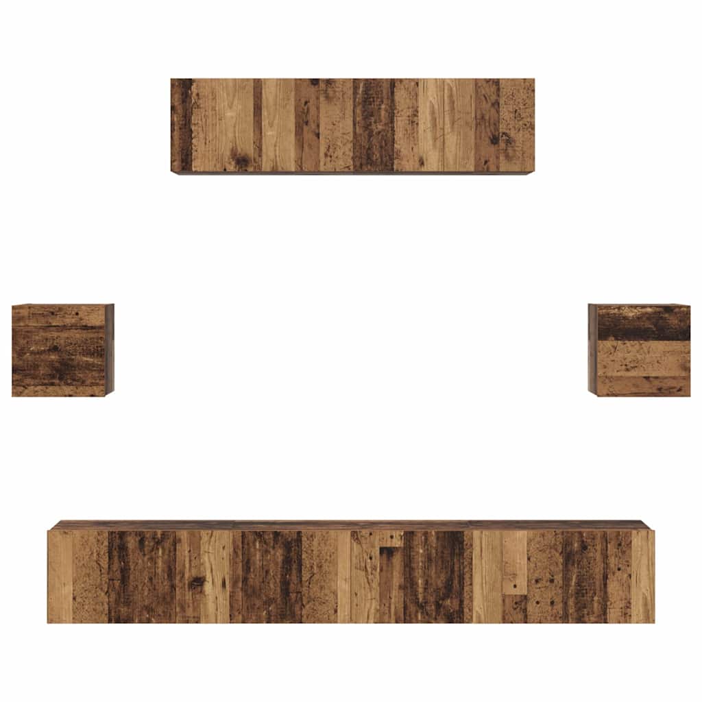 Conjunto de mueble de TV 7 pcs Madera envejecida