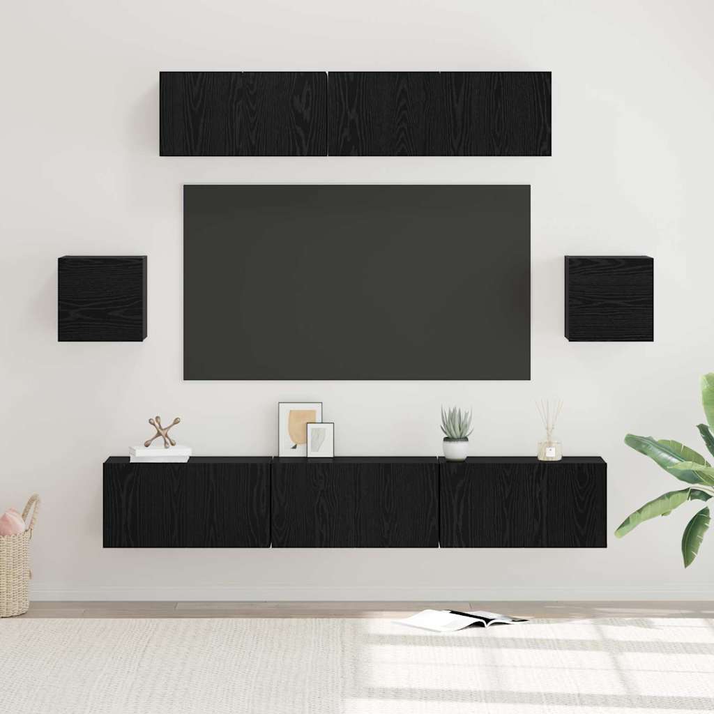Conjunto de mueble de TV 7 pcs Madera envejecida