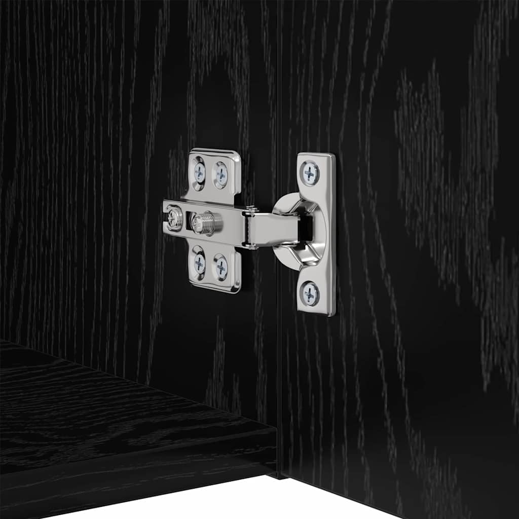 Conjunto de mueble de TV 9 pcs Roble Negro Madera contrachapada