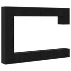 Conjunto de mueble de TV 9 pcs Roble Negro Madera contrachapada