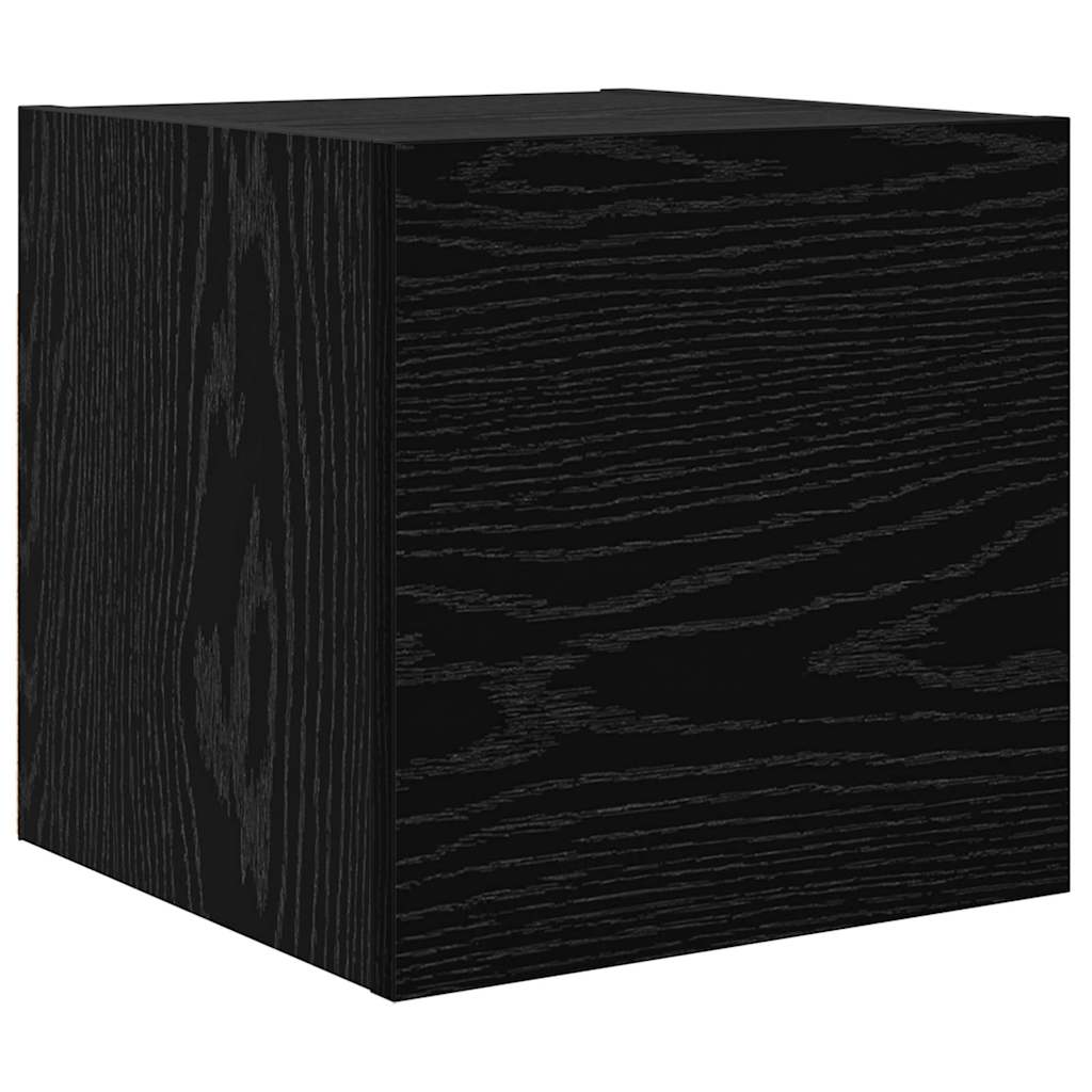 Conjunto de mueble de TV 9 pcs Roble Negro Madera contrachapada