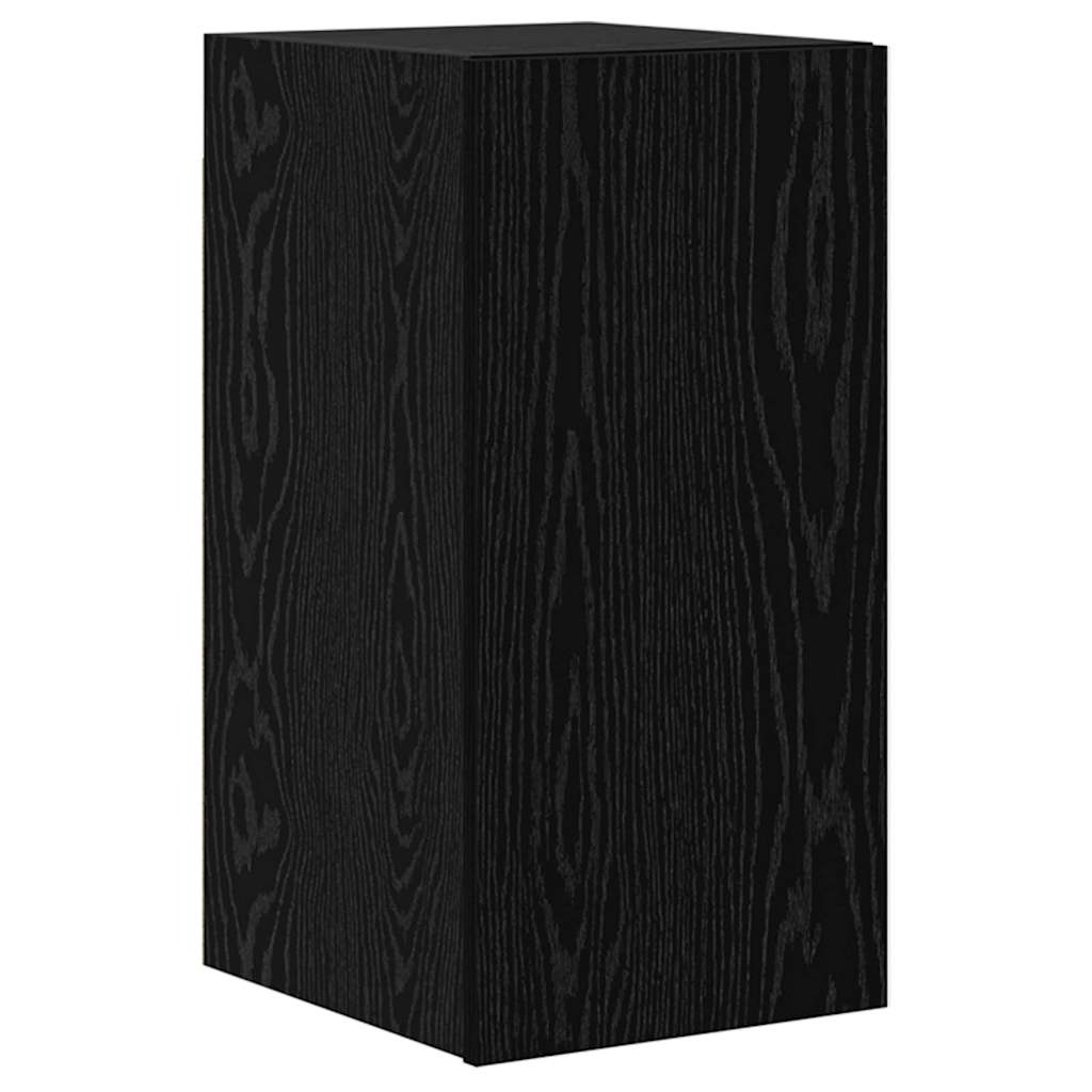 Conjunto de mueble de TV 9 pcs Roble Negro Madera contrachapada