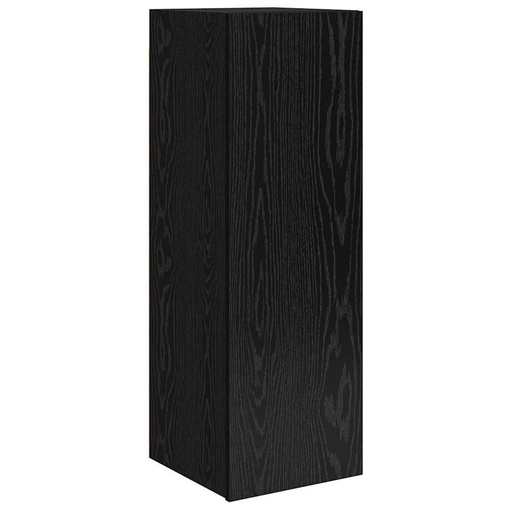 Conjunto de mueble de TV 9 pcs Roble Negro Madera contrachapada