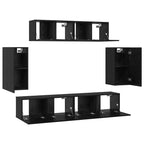 Conjunto de mueble de TV 6 pcs Roble Negro Madera contrachapada