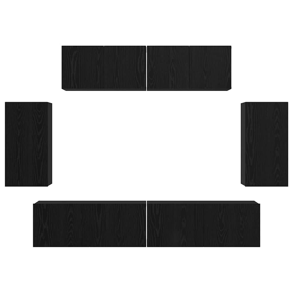 Conjunto de mueble de TV 6 pcs Roble Negro Madera contrachapada