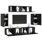 Conjunto de mueble de TV 6 pcs Roble Negro Madera contrachapada