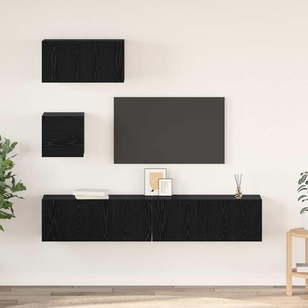 Conjunto de mueble de TV 4 pcs Madera envejecida