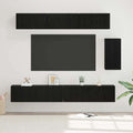 Conjunto de mueble de TV 6 pcs Roble Negro Madera de ingeniería