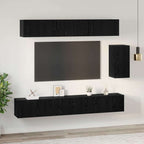 Conjunto de mueble de TV 6 pcs Roble Negro Madera de ingeniería