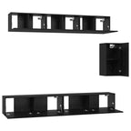 Conjunto de mueble de TV 6 pcs Roble Negro Madera de ingeniería