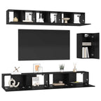 Conjunto de mueble de TV 6 pcs Roble Negro Madera de ingeniería