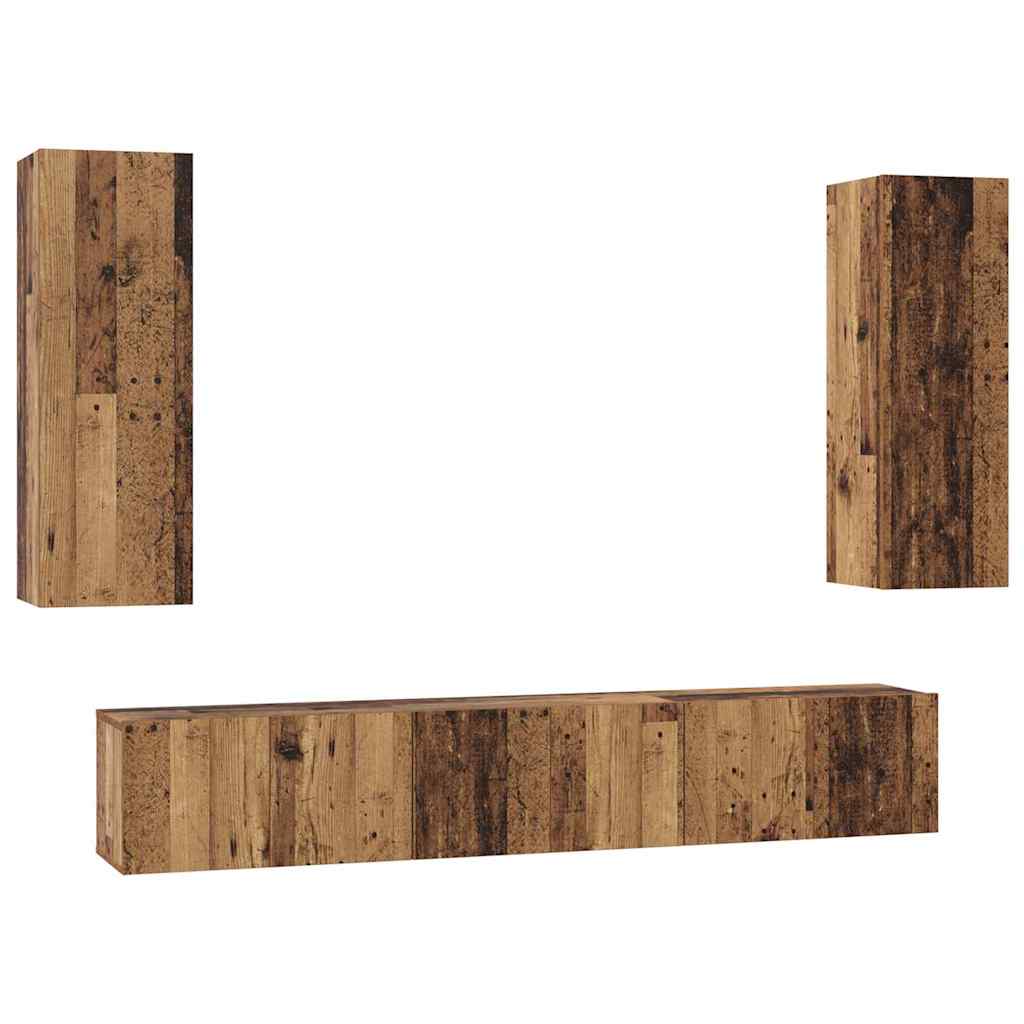 Conjunto de mueble de TV 5 pcs Madera envejecida