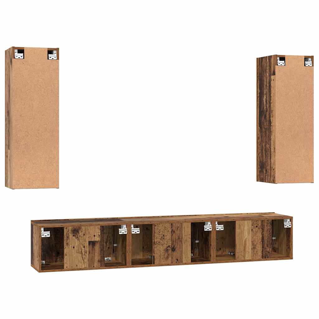Conjunto de mueble de TV 5 pcs Madera envejecida