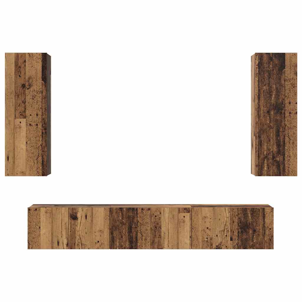Conjunto de mueble de TV 5 pcs Madera envejecida