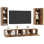 Conjunto de mueble de TV 5 pcs Madera envejecida