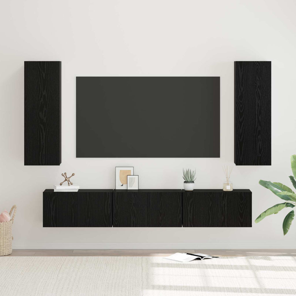Conjunto de mueble de TV 5 pcs Madera envejecida