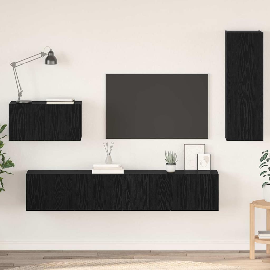 Mueble de TV de Pared 4 pcs Madera Vieja Madera contrachapada