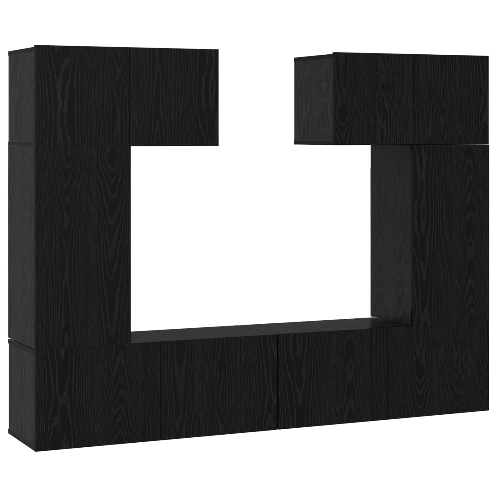 Conjunto de mueble de TV 6 pcs Roble Negro Madera de ingeniería