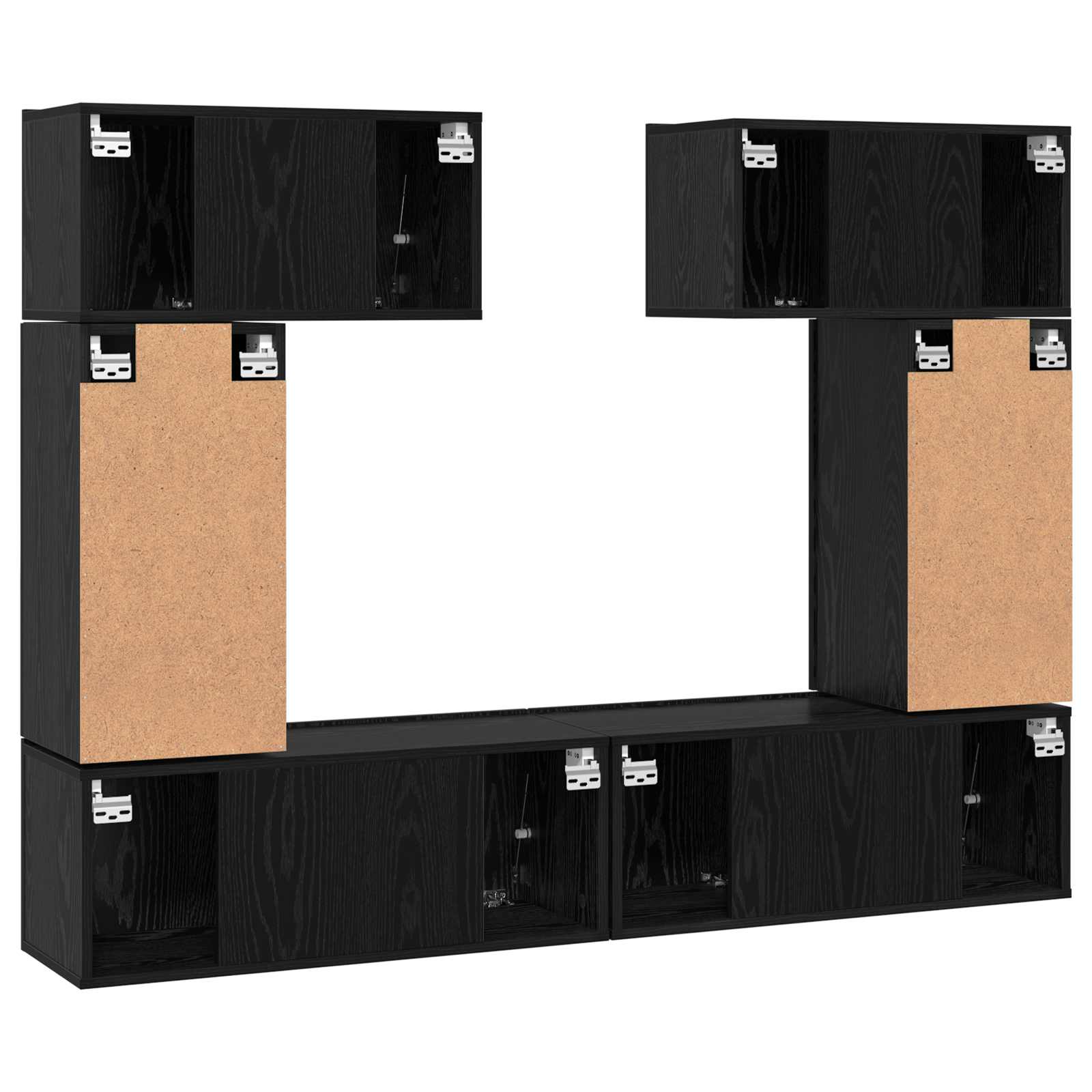 Conjunto de mueble de TV 6 pcs Roble Negro Madera de ingeniería