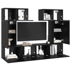 Conjunto de mueble de TV 6 pcs Roble Negro Madera de ingeniería