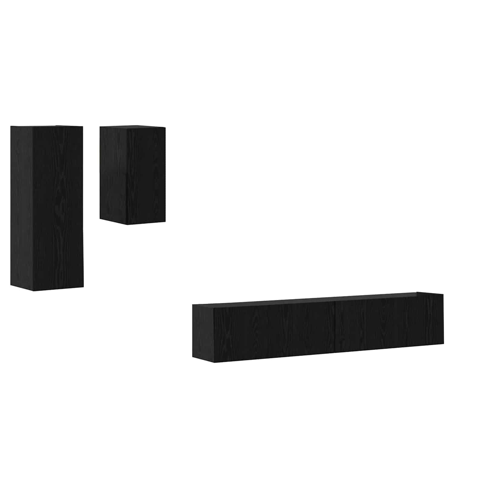 Mueble de TV de Pared 3 pcs Roble Negro Madera de ingeniería