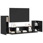 Mueble de TV de Pared 3 pcs Roble Negro Madera de ingeniería