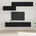 Conjunto de mueble de TV 7 pcs Roble Negro Madera de ingeniería