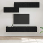 Conjunto de mueble de TV 7 pcs Roble Negro Madera de ingeniería