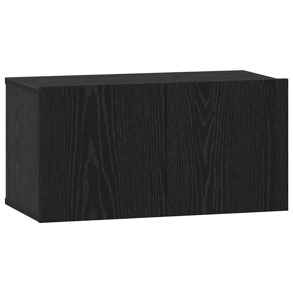 Conjunto de mueble de TV 7 pcs Roble Negro Madera de ingeniería