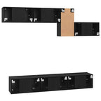 Conjunto de mueble de TV 7 pcs Roble Negro Madera de ingeniería