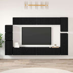 Conjunto de mueble de TV 9 pcs Roble Negro Madera de ingeniería