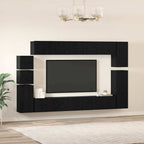 Conjunto de mueble de TV 9 pcs Roble Negro Madera de ingeniería