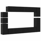 Conjunto de mueble de TV 9 pcs Roble Negro Madera de ingeniería