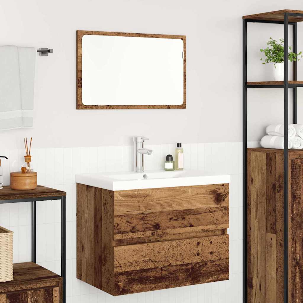 Juego de muebles de baño con cajón 3 pcs Madera envejecida