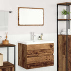 Juego de muebles de baño con cajón 3 pcs Madera envejecida