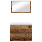 Juego de muebles de baño con cajón 3 pcs Madera envejecida