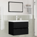 Juego de muebles de baño 3 pcs Roble Negro Madera de ingeniería