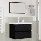 Juego de muebles de baño 3 pcs Roble Negro Madera de ingeniería