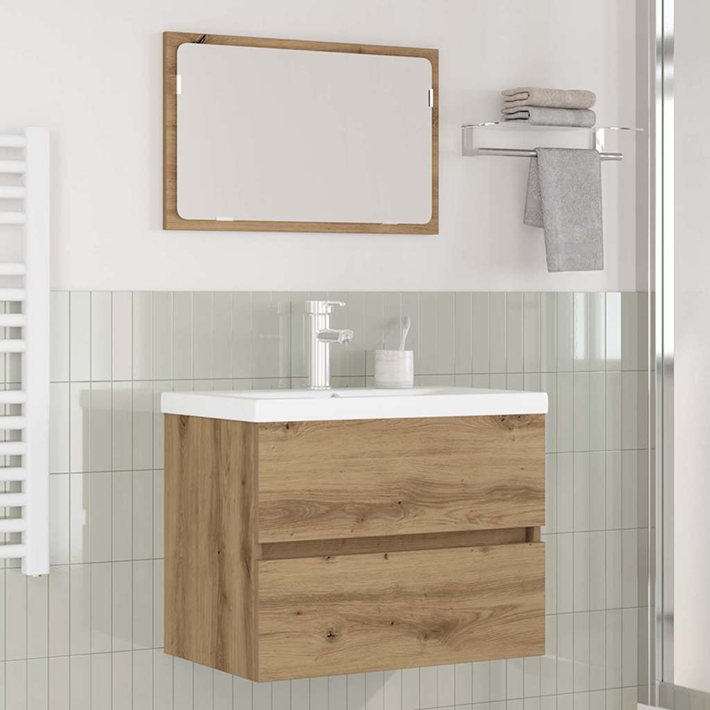 Juego de muebles de baño con cajón 3 pcs Madera envejecida