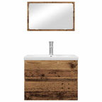 Juego de muebles de baño con cajón 3 pcs Madera envejecida