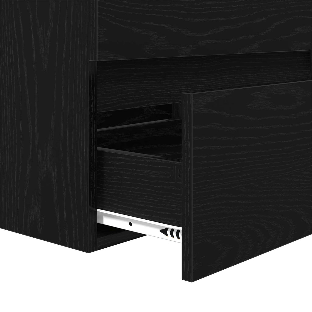 Juego de muebles de baño 3 pcs Roble Negro Madera de ingeniería